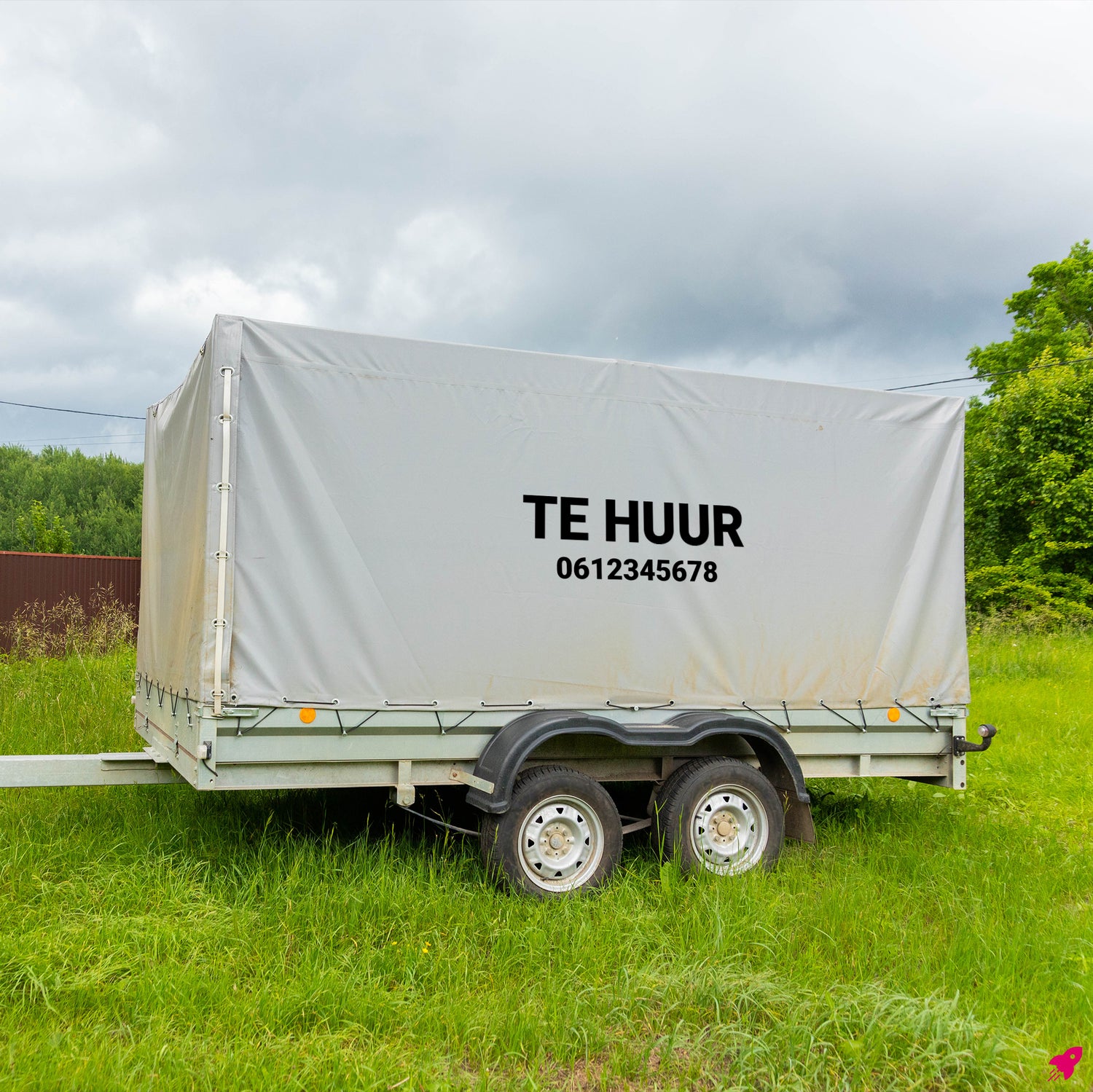 TE HUUR Aanganger sticker zwart